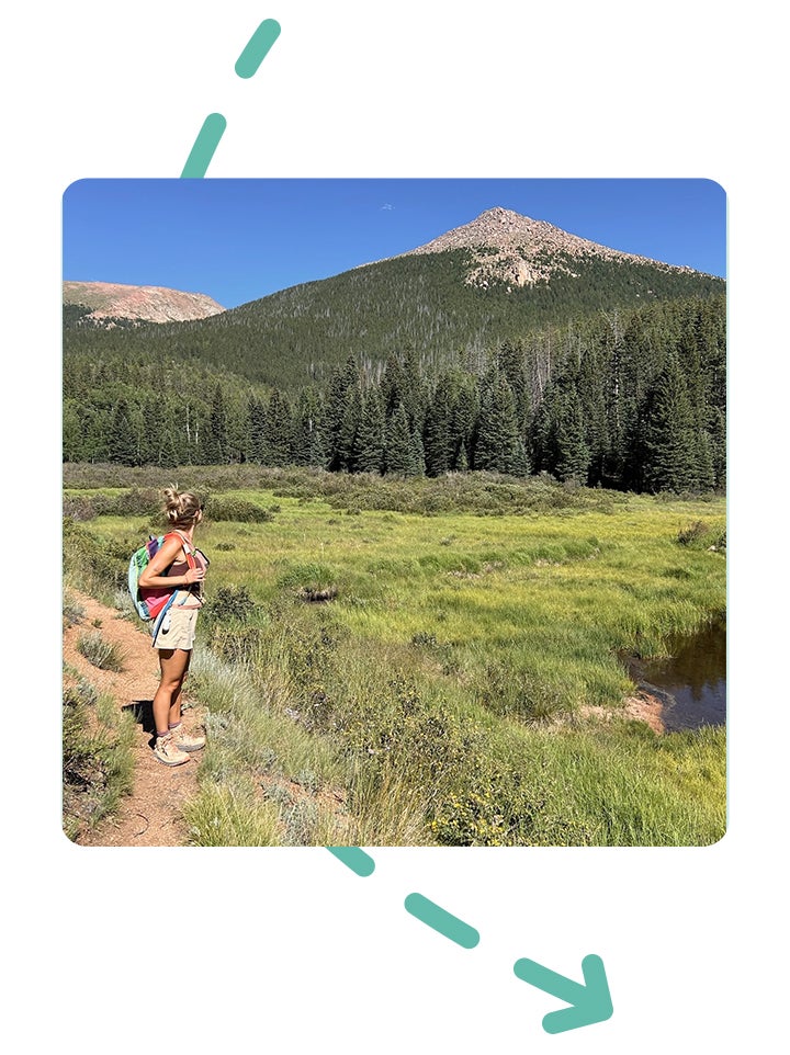 Graphic of hiking as an activity.